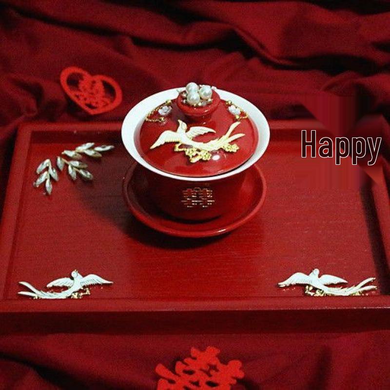 Tying the Knot Ceramic Wedding Tea Cups with Lids - DIY Handmade Decoration