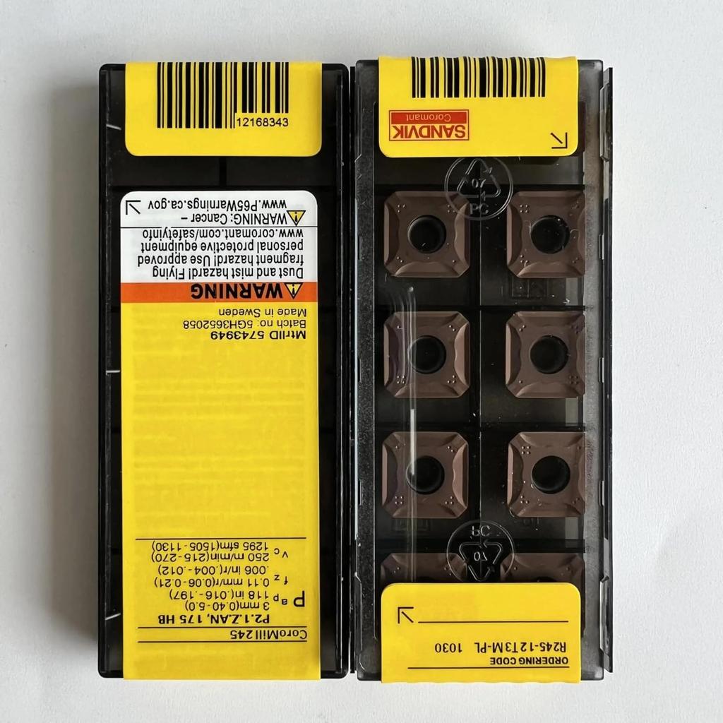Original Sandvik / R245-12T3M-PL 1030 / CNC Lathe Carbide Blade 10 PCS