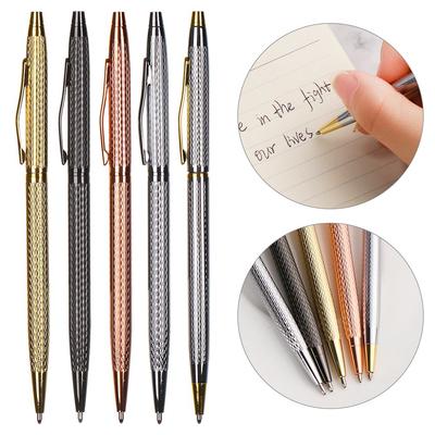 Wave Pattern Office Stationery Metal Ballpoint Signature Pen Stainless Steel Writing Supplies