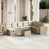 Vidaxl 9-Cz. Garden Furniture Set With Cushions, Beige, Poly Rattan