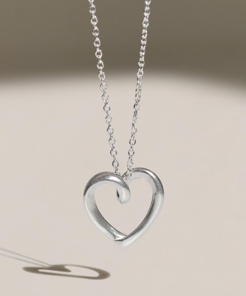 47Bag 925 Silver Open Heart Necklace Rosa