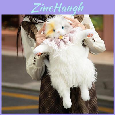 Plush Cat Backpack For Girls And Women With Storage For Daily Use