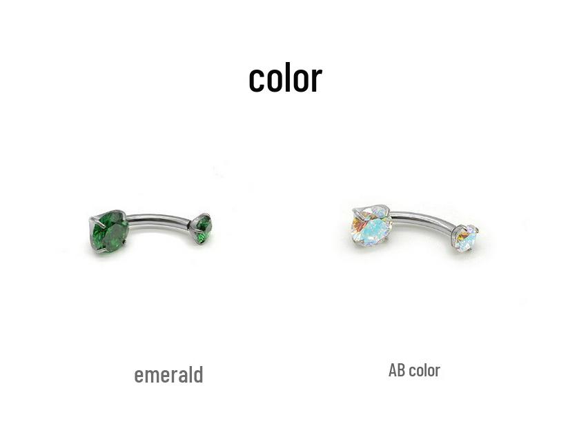 F136 G23 Titanium Zircon Navel Ring with Four-Prong Setting - Super Shiny Body Piercing Jewelry