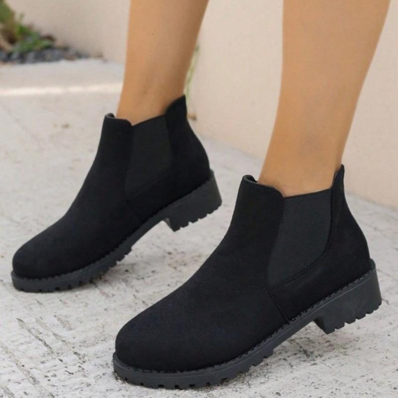 

New Women Boots Chunky Heel Platform British Style Thick Sole Increase Height Casual Chelsea Boots for Winter Casual Shoes 42