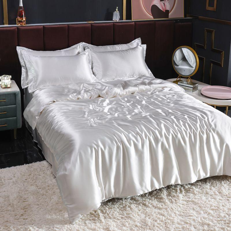 Bedding Set Solid Color Luxury Bedding Kit Rayon Satin Duvet Cover Set Twin Queen King Size Bed Set 3pcs/4pcs Home Textile