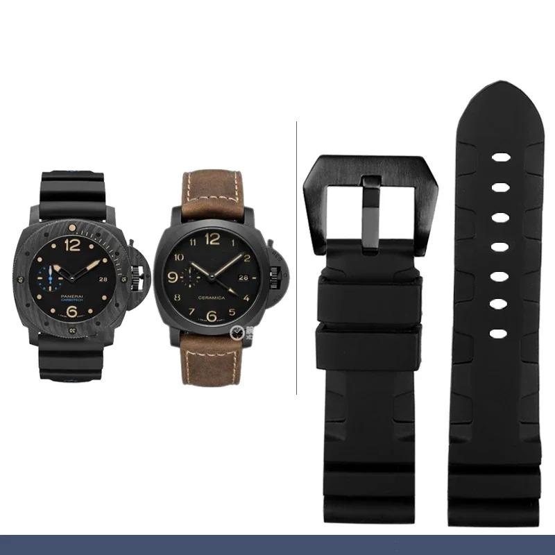 For Panerai SUBMERSIBLE PAM 111 441 616 Watchbands Soft Silicone Rubber 22mm 24mm Men's Watch accessories Strap