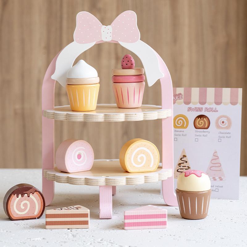 Children's play house tea set afternoon tea dessert simulation teapot tableware cup set toy wooden wooden