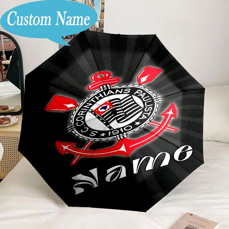 Custom Name Umbrella Corinthians Team Crest Umbrella 8-Frame for Travel, Camping, Casual Lightweight Portable, Essential for Family Gifts