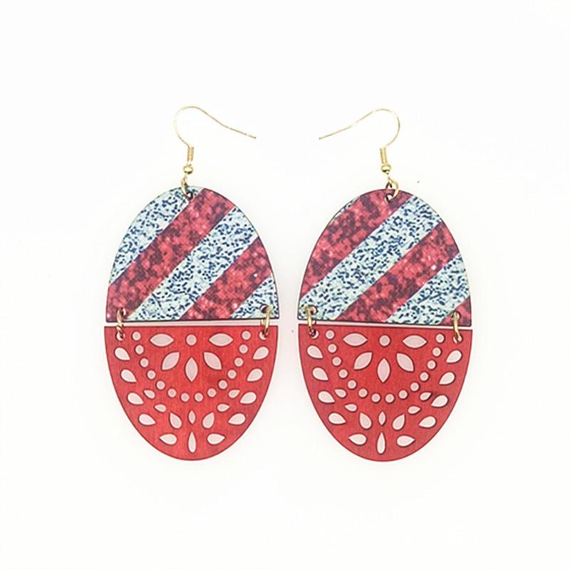 Red Hollow Spliced Creative Christmas Leather Dangle Earrings