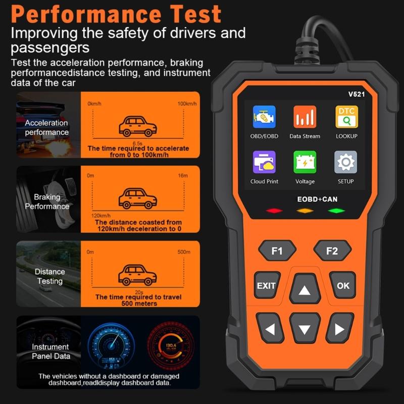 V521 Car Fault Code Scanners Diagnostic Tool, Clear Error Codes, Suitable for Quick Error Detection Trouble Code Erasing