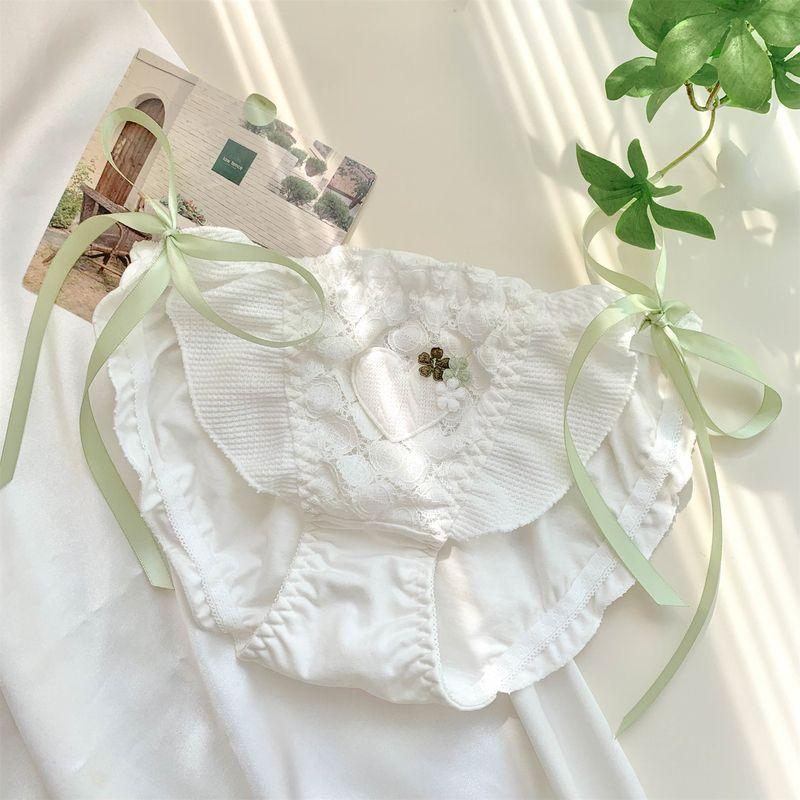 

Женское японское милое женское нижнее белье на шнуровке женское чистое хлопковое кружевное сексуальное свежее зеленое XL