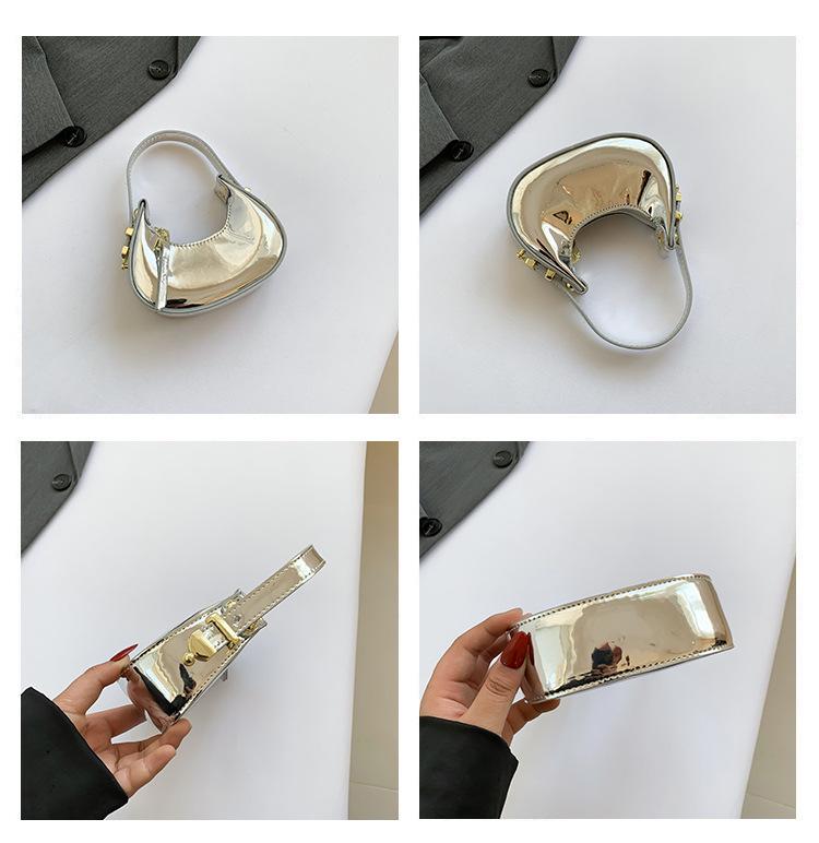 Women's Textured Crossbody Lipstick Bag: Candy Color Mini Crescent