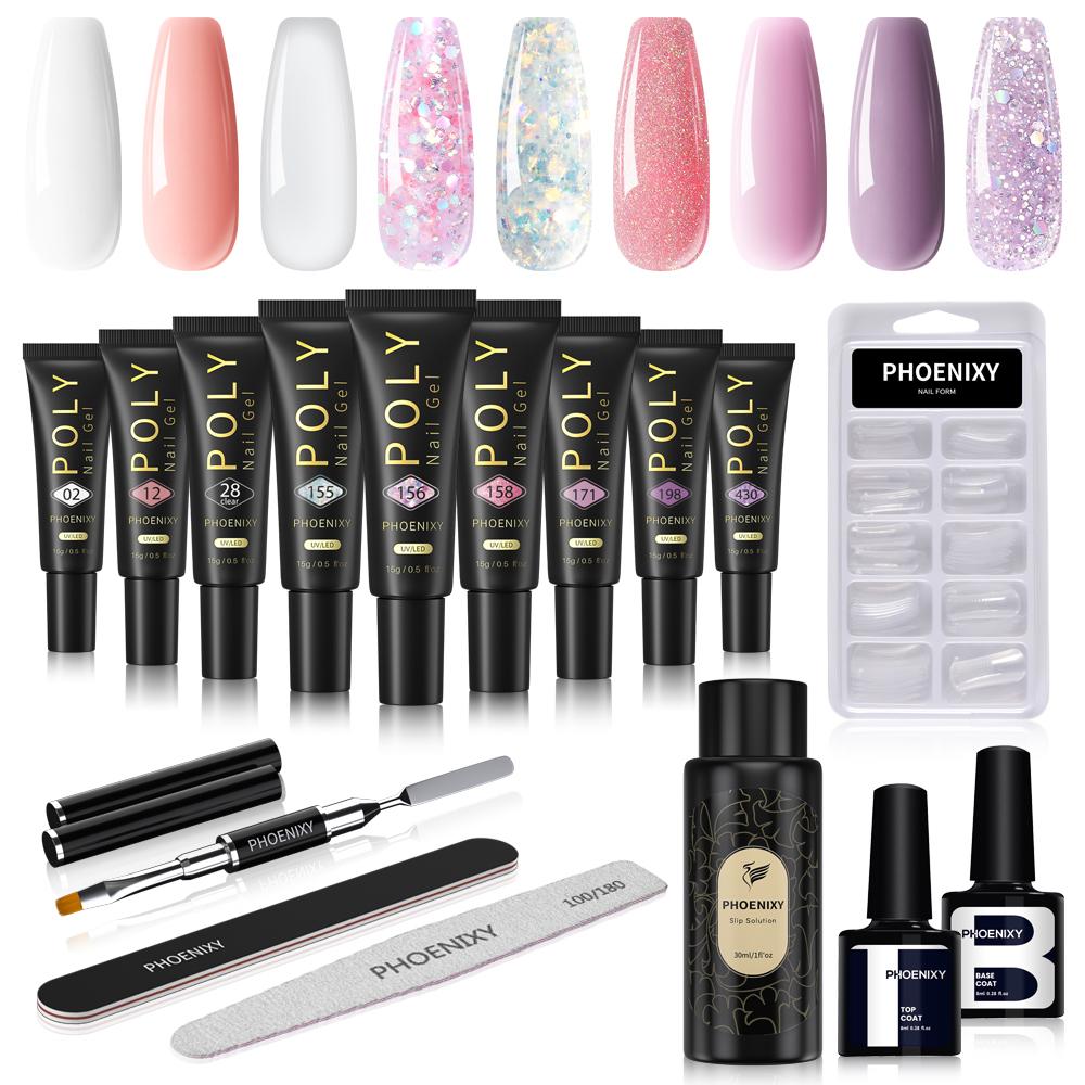 

PHOENIXY 6/9шт. 15мл Набор полигелей: Гель для быстрого наращивания ногтей, набор полигелей, дизайн ногтей для наращивания ногтей, раствор для скольжения