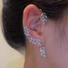 Stylish Fashionable Bohemian No Piercing Crystalline Rhinestone Leaf Ear Cuff Earrings Fake Piercing Clip For Women Earrings Jewelry BijouxTrendy Cuff
