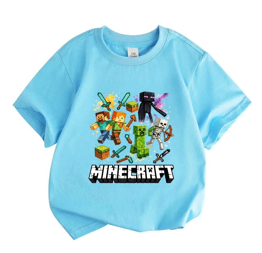 Kids Boys Girls Crew Neck Short Sleeve T-Shirt, 100% Cotton Retro Game Character Printed Casual Soft Tees for Children Everyday Wear Top
