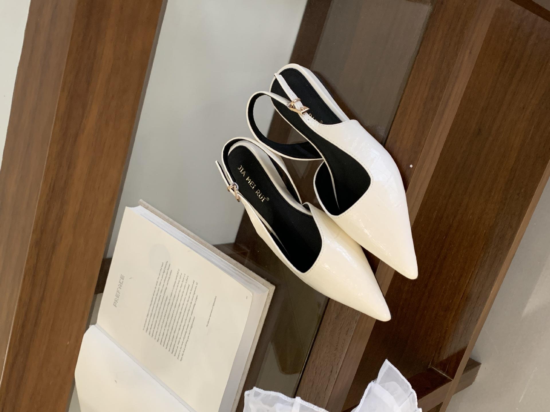 Women s Pointed Toe Low Heel Open Back Summer French Style Elegant Sandals - Perfect for Daily Wear 35