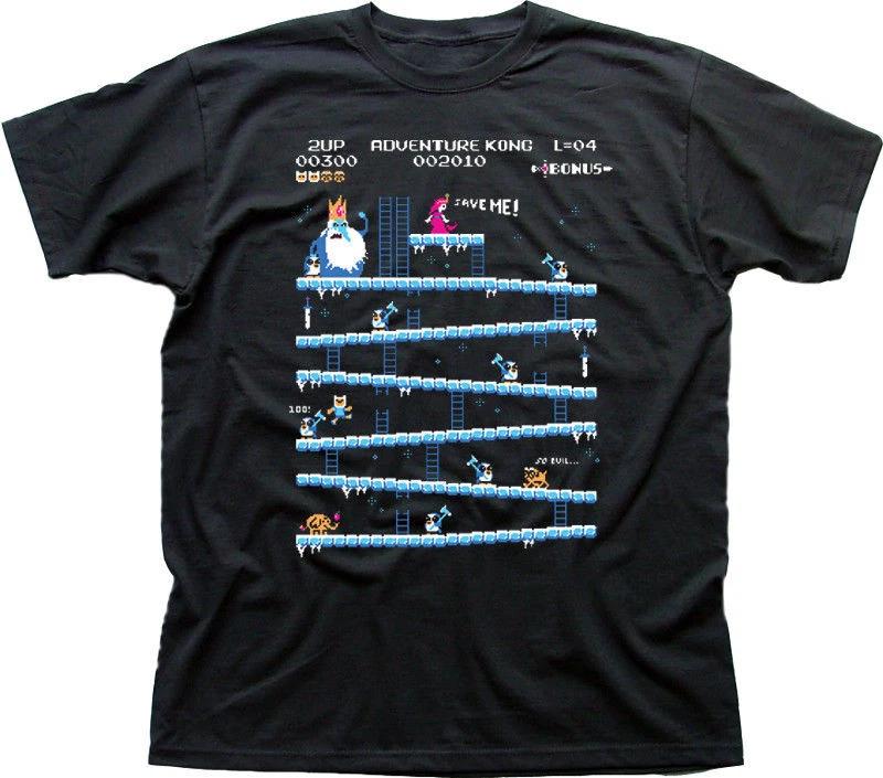 Adventure Time Donkey Kong Arcade game 80s retro black cotton t-shirt OZ9853 M