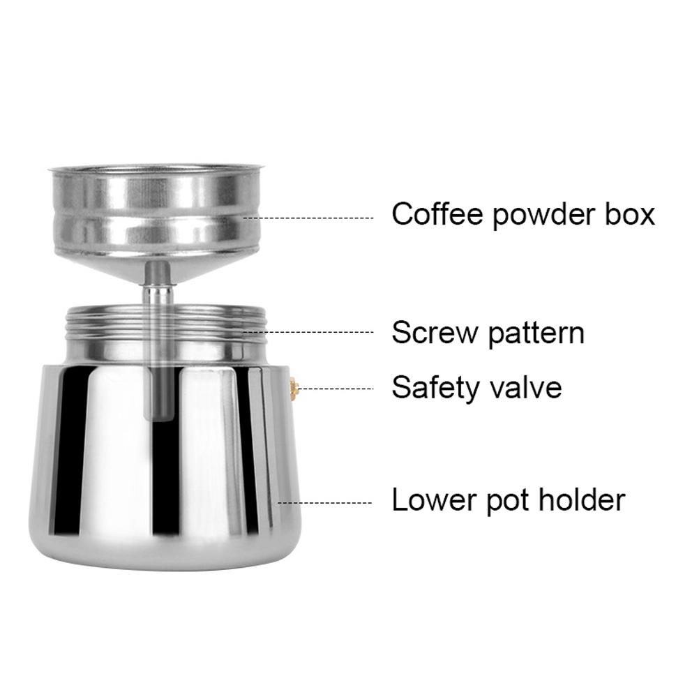 Stainless Steel Moka Pot European Style Coffee Cup Portable Coffee Maker