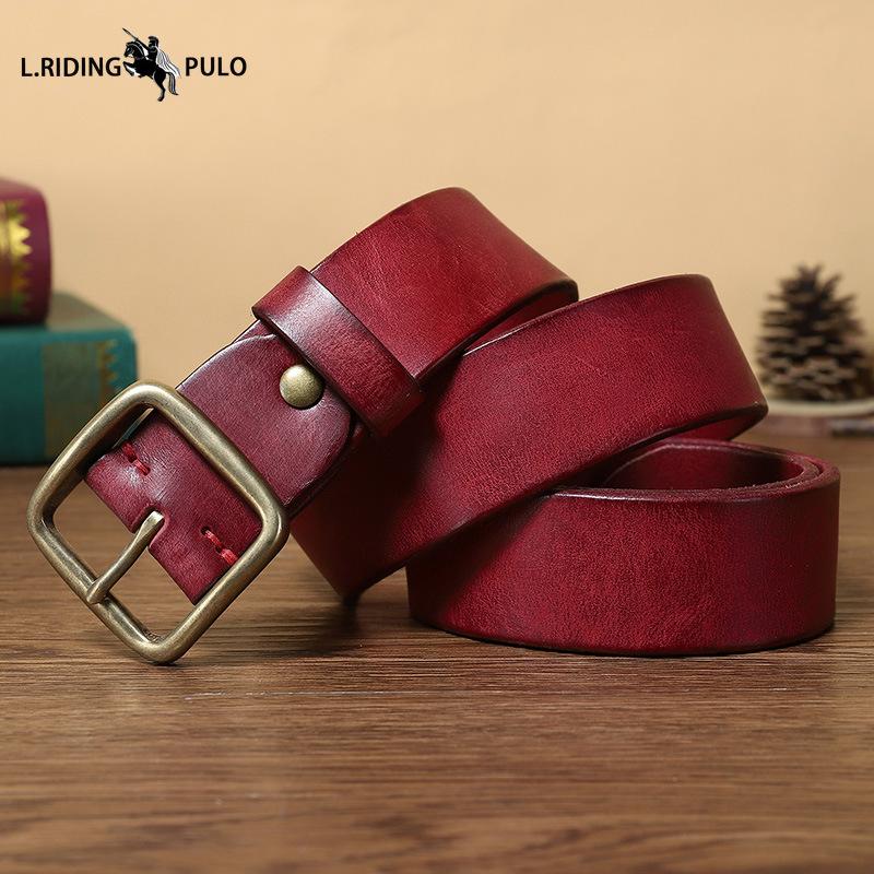 Korean Style Personality Fashion Genuine Leather Pin Buckle Pure Copper Men's Belt Men's Pure Cowhide Versatile Retro Belt