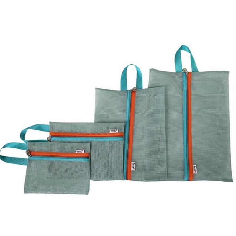 4pcs/set Travel Storage Organizer Bag Holiday Case Toiletry Clothes Mesh Storage Bag