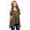 Chic Polyester Blend Round Neck Off-shoulder Batwing Sleeve T-shirt For Nightclub