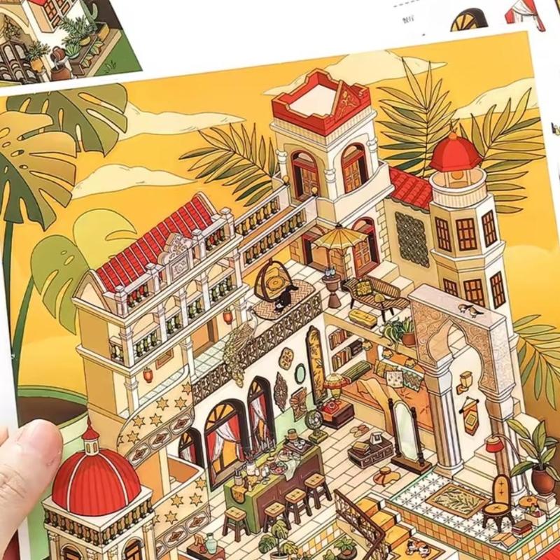 Miniature Scene PET Sticker Decorative Scenery Sticker For Journal Notebook Scrapbooking Phone Case and Album Decoration