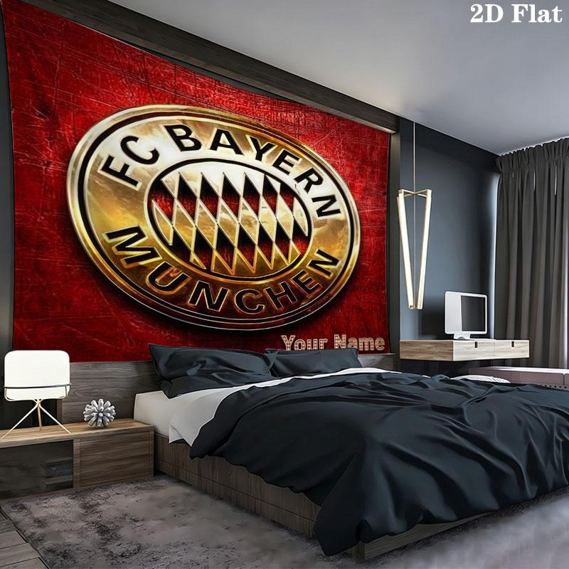 FC Bayern Munchen Custom Name Wall Tapestry Aesthetic Wall Hanging Printed Fabric Blanket Decorative Tapestries for Bedroom Living Room Home Decor