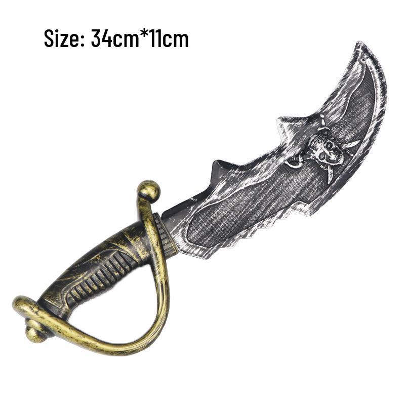 Pirate Costume Accessories: Skull Eye Patch, Hat, Hook, Flag, Telescope, Knife, and Gun for Halloween.