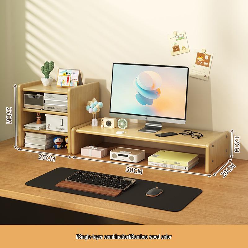 Monitor Riser Desktop Stand with Storage Shelves