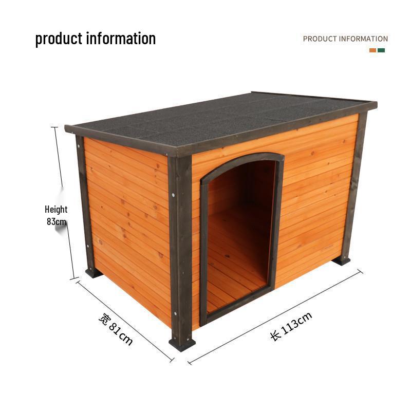 Rainproof Wooden Dog House - Large, Sun-Protected, Solid Wood Pet Shelter for All-Season Indoor/Outdoor Use