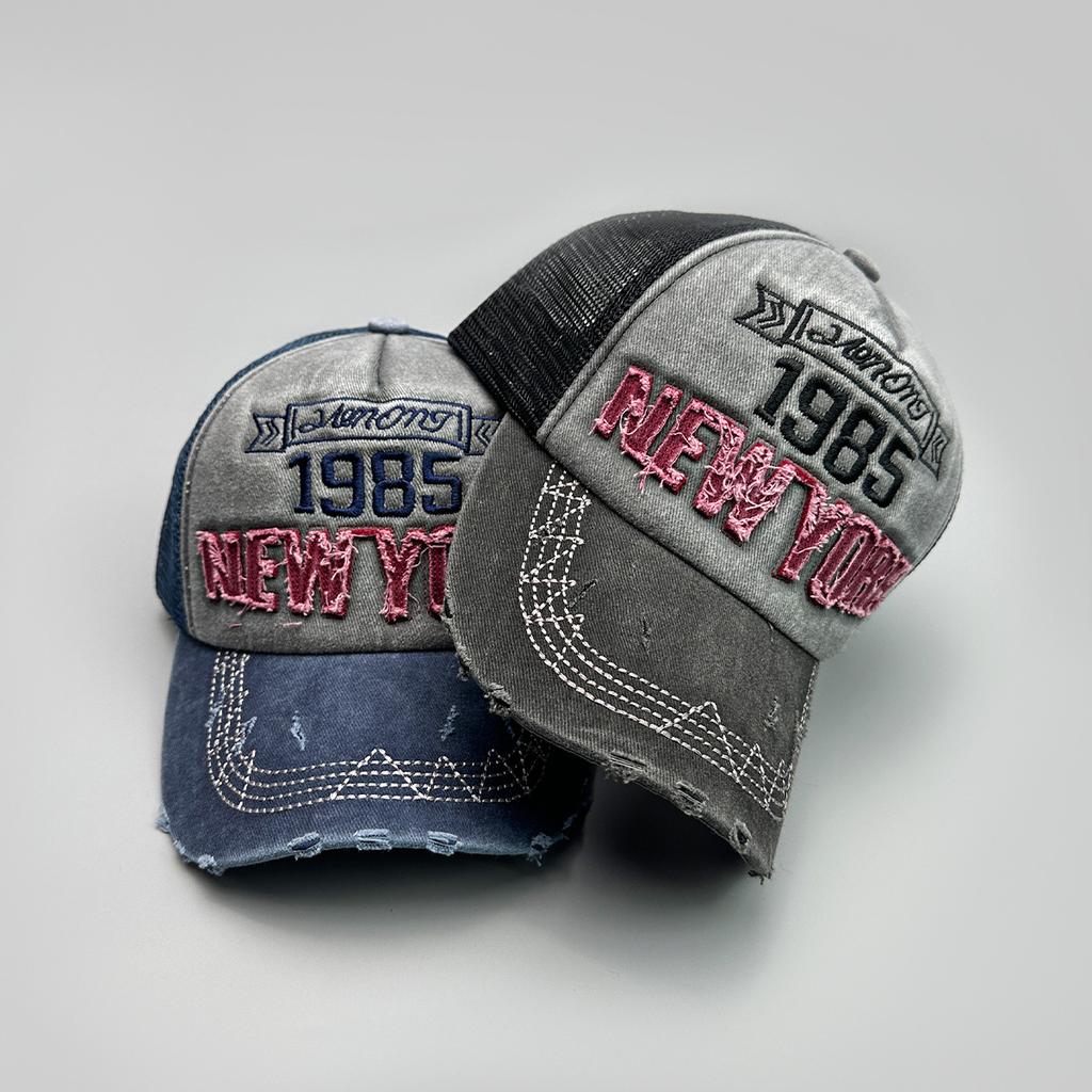 New Unisex American Vintage Embroidered 1985 Letters Baseball Hats Distress Sunshade Broken Versatile Trucker Caps Fashion ins