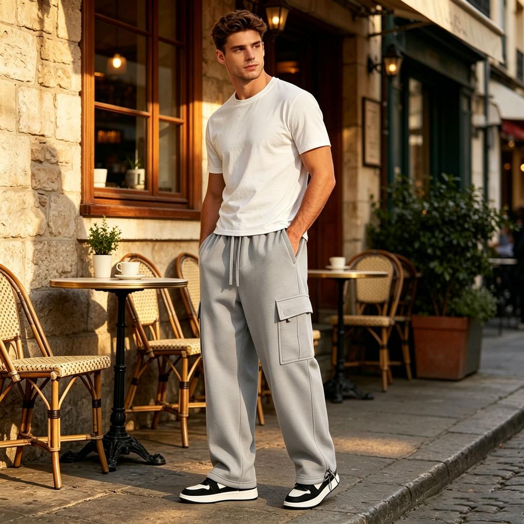 Men's Casual Cargo Pants with Multiple Pockets Loose Fit for Everyday Wear