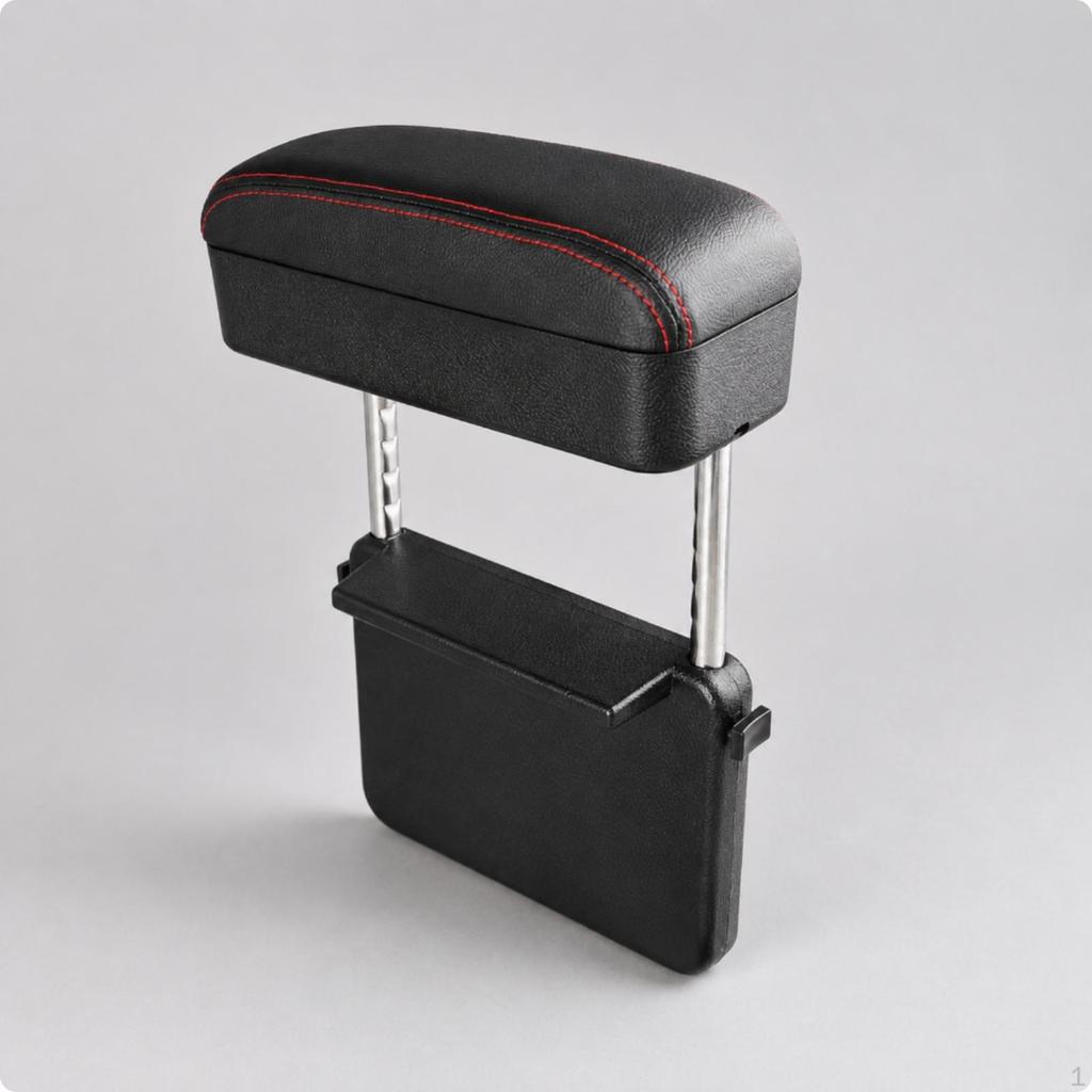 Vehicle Center Armrest Storage Box LeatherLike Adjustable Metal Support Rods