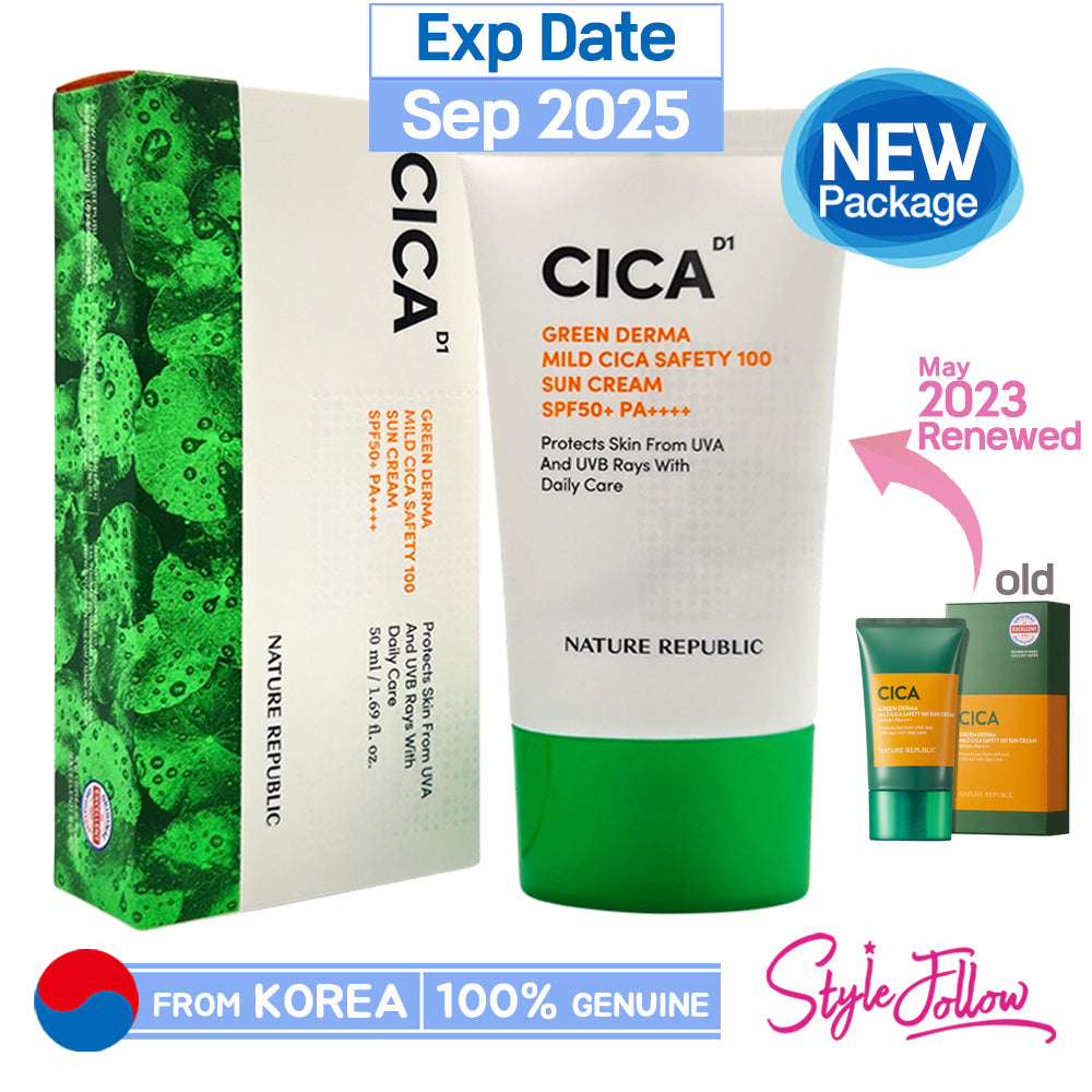 

[NATURE REPUBLIC] Green Derma Mild Cica Safety 100 Солнцезащитный крем 50 мл (SPF50 + PA ++++)