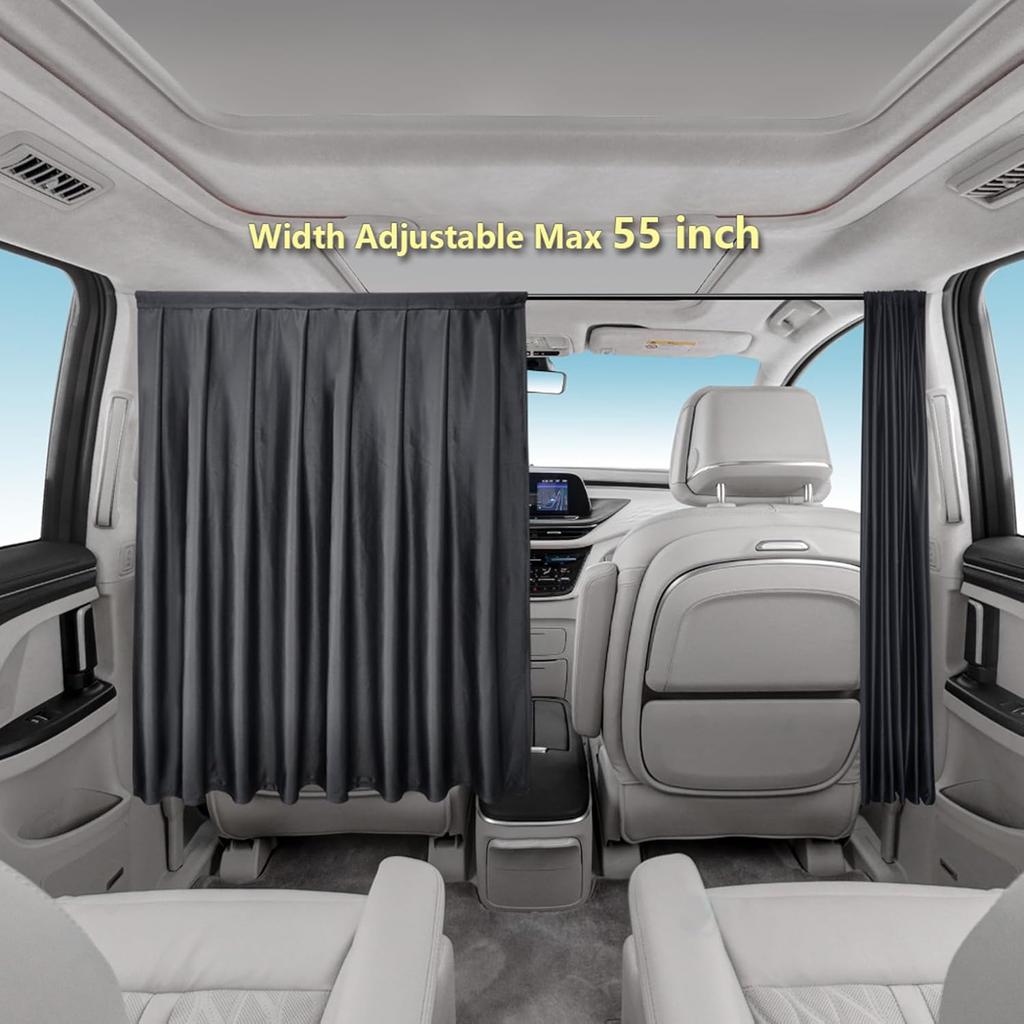 Car Rearseat Divider Curta Blackout Privacy Protection Curtain Automotive Space Divider Universal For Max 55-Inch Interior Width Vehicles (55"X33")