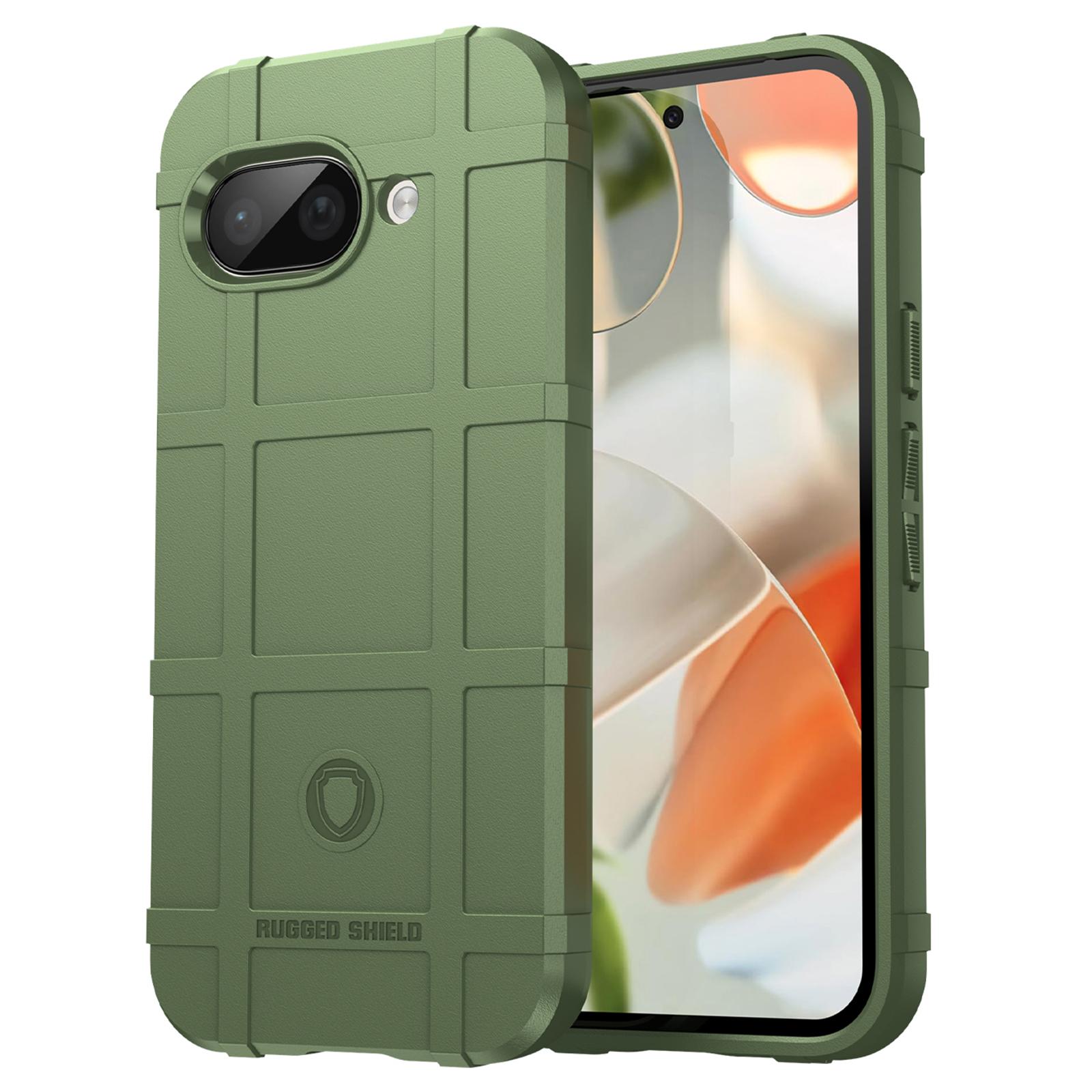 

For Google Pixel 9a Case Grid Design Soft TPU Scratch-Proof Phone Cover Green