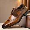 Fashion British Style Oxford Shoes For Men Lace Up Brogues Flat Pointed Toe Retro Moccasin Casual Luxury Leather Shoes
