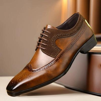Mode Britischer Stil Oxford Schuhe für Herren Schnürschuhe Brogues Flach Spitzzehe Retro Mokassin Lässige Luxus Lederschuhe