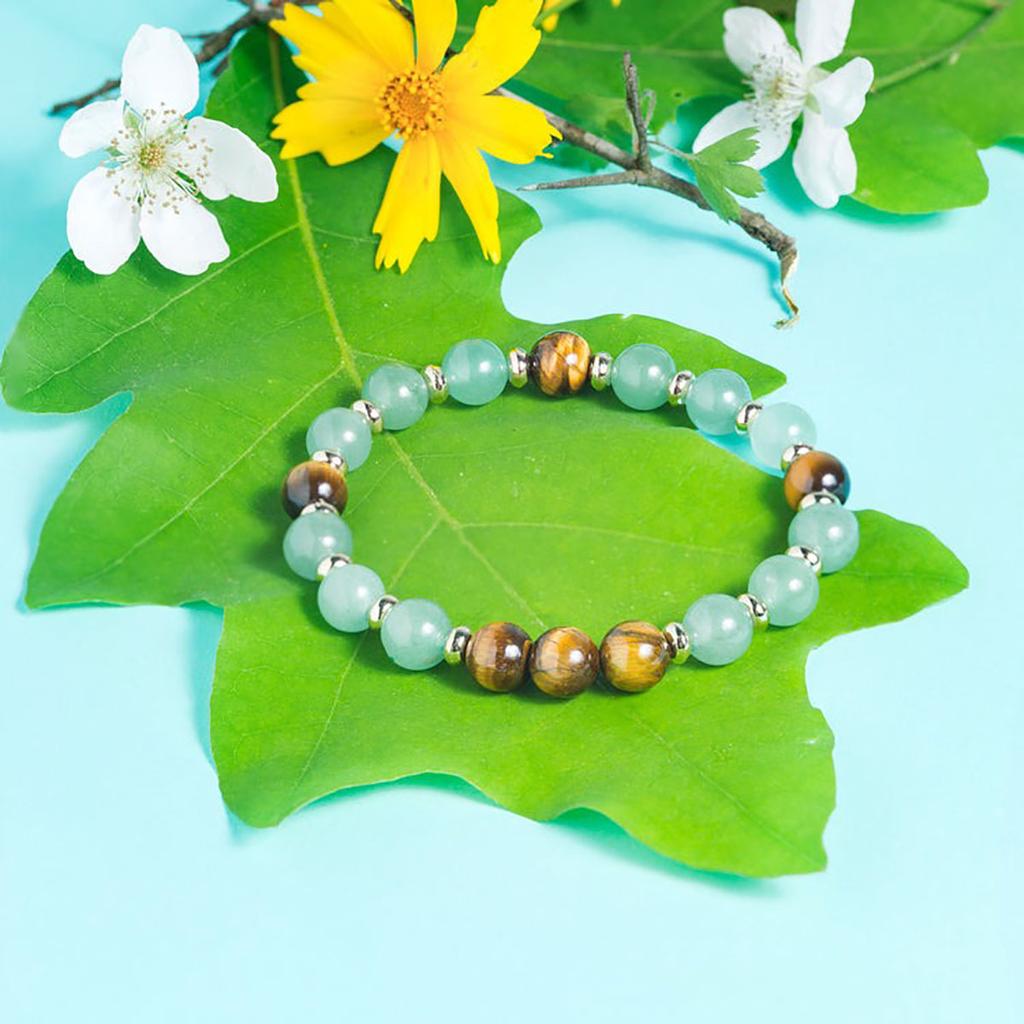 Festive Gifts Green Aventurine Tiger Eye Beaded Bracelet Natural Fashion Jewelry For Men Women Daily Wear Gift