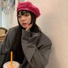 Fashion Solid Color PU Beret Y2K Retro Painter Hat British Style Korean Artist Hat Outdoor