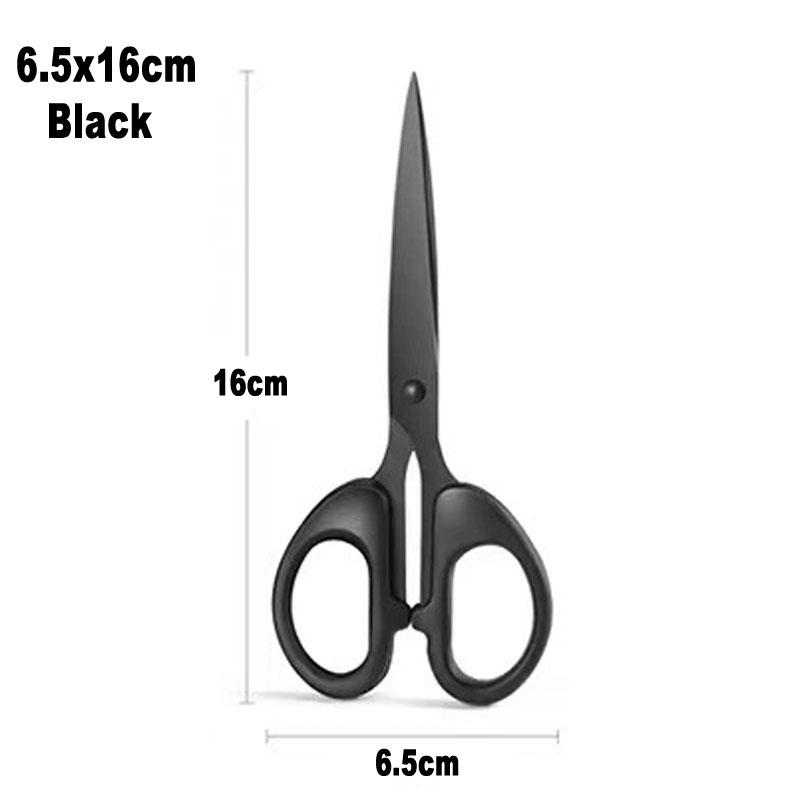 12cm 14cm 16cm 19cm Pure Black Stainless Steel Scissors DIY Paper Craft Art Cutting Tool Office School Stationery Cutter Shears
