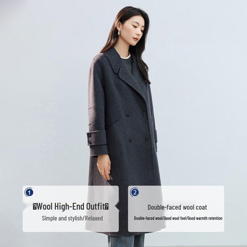 HSTYLE Women's 2025 Double-Faced Wool Long Coat