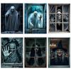 Halloween Gruselige Fensterdekoration Schreckliche Deko 2D Geist Horror Gruselige Augen Banner Festival Fenster-/Türabdeckung Spukhausdeko Horror Hintergrund