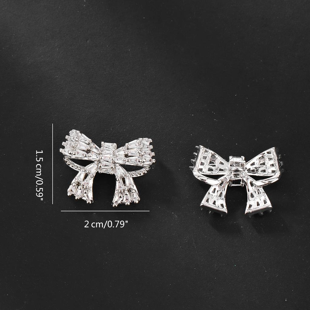 2 PCS Bowknot Shape Rhinestone Buttons Alloy Sewing Accessories for DIY Wedding Clothing Cardigan Cheongsam Crafts