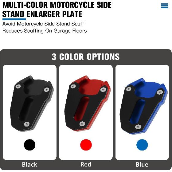 CHIFUN Kickstand Extender Enlarger Pad Side Stand Extension Plate Replacement for Suzuki SV650 SV650X SV650XA 2017-2023 Side Parking Stand Foot Pad