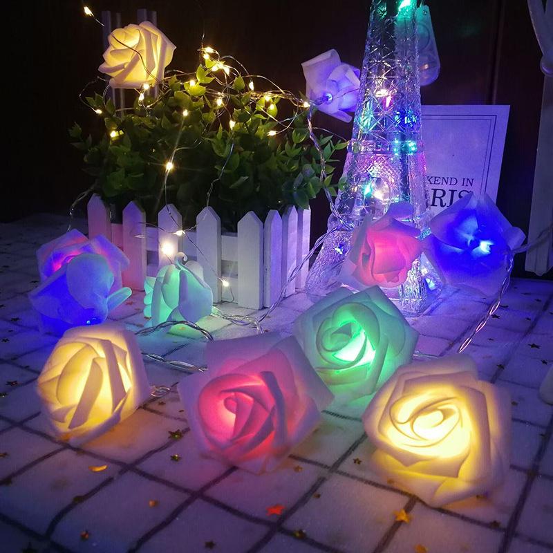Valentine's Day Rose String Lights for Festive Atmosphere and Bedside Decoration