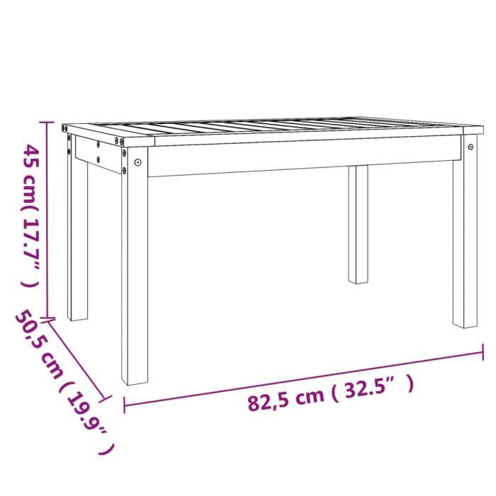 VidaXL Table de jardin blanc 82,5x50,5x45 cm bois massif de pin 824114