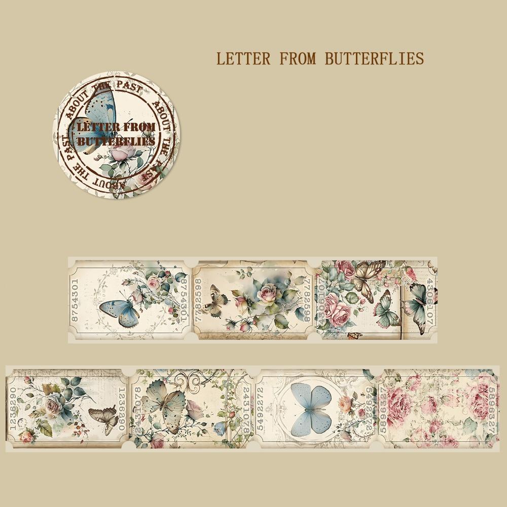 

DIY Washi Tape 35cm Cycle Length Decorative Paper Tape Vintage Die-Cut Tape Journal Decor Butterfly Letter