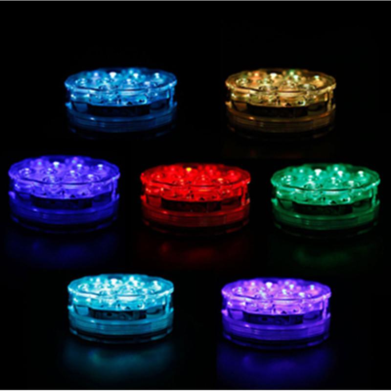 10 LEDs Waterproof Submersible Light RGB Remote Control Night Lamp Outdoor Swimming Pool