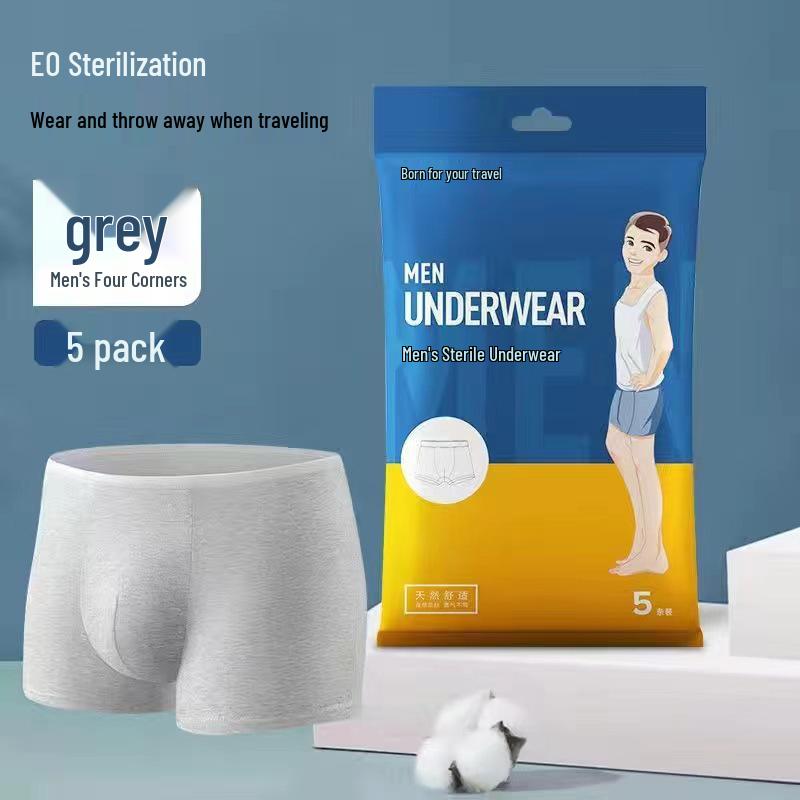Męskie Duże Oddychające Jednorazowe Majtki Bawełniane na Podróż, Biznes, Hotel - Sterylne i Bez Wymagania Prania.